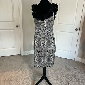 Maggy London Elegant Black and White Patterned Dress
